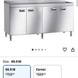 Brand New in Box 66.9" Stainless Steel Table Cabinet Heavy Duty DIY outdoor kitchen