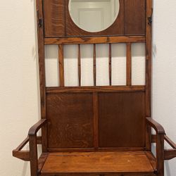 Entry Way Wood Coat Mirror Storage Holder 