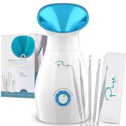 3-in-1 Nano Ionic Facial Steamer with Precise Temp Control Humidifier Unclogs Pores Blackheads