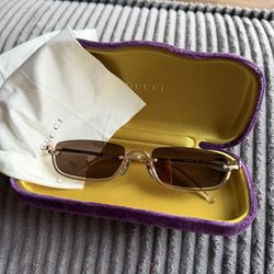 Gucci GG1278S Sunglasses 001 - Gold - Brown  with purple velvet case #luxury #sunglasses
