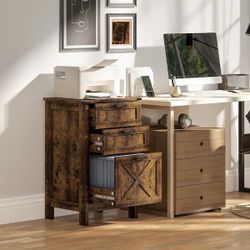3-Drawer Rustic Brown Wood 18.1 in. Vertical File Cabinet, Filing Cabinet for Hanging A4/Letter Size