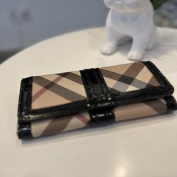 Burberry Burberry Long Wallet Billfold Pvc Patent Leather Check Pink