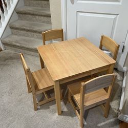 All Wood Kids Table And Chairs