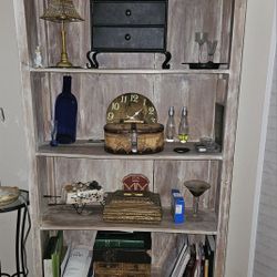 Matching Rustic Wood Display Cabinets / Bookshelves – Farmhouse Style (Set of 2)