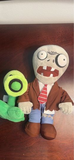 Peashooter and Regular Zombie Plush Toys - RARE - Jazwares - Plants vs. Zombies