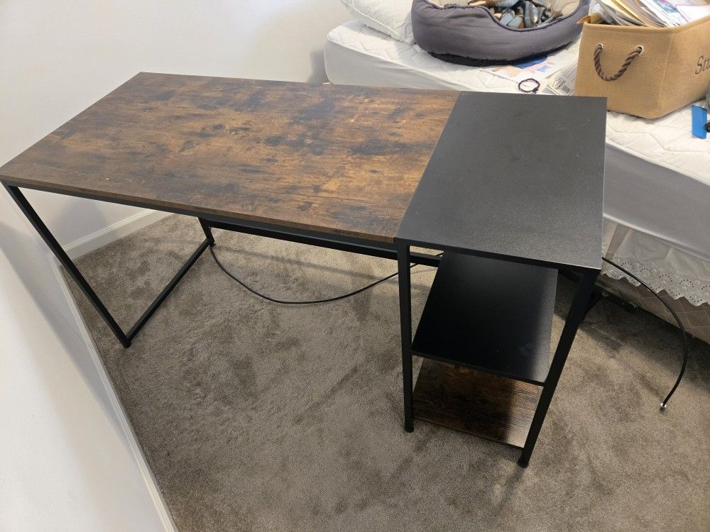 Wood And Metal Desk With Shelves