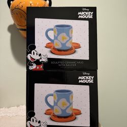 MICKEY MOUSE SCULPTED CERAMIC MUG WITH SAUCER