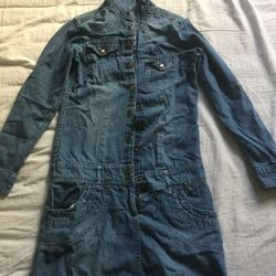 Distress Denim shirt dress in size 2 above kneee