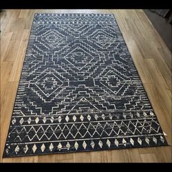 Washable 6x9 Rug, Blue Large Living Room Area Rug