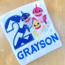 Baby Shark Family Custom Embroidered Birthday Shirt