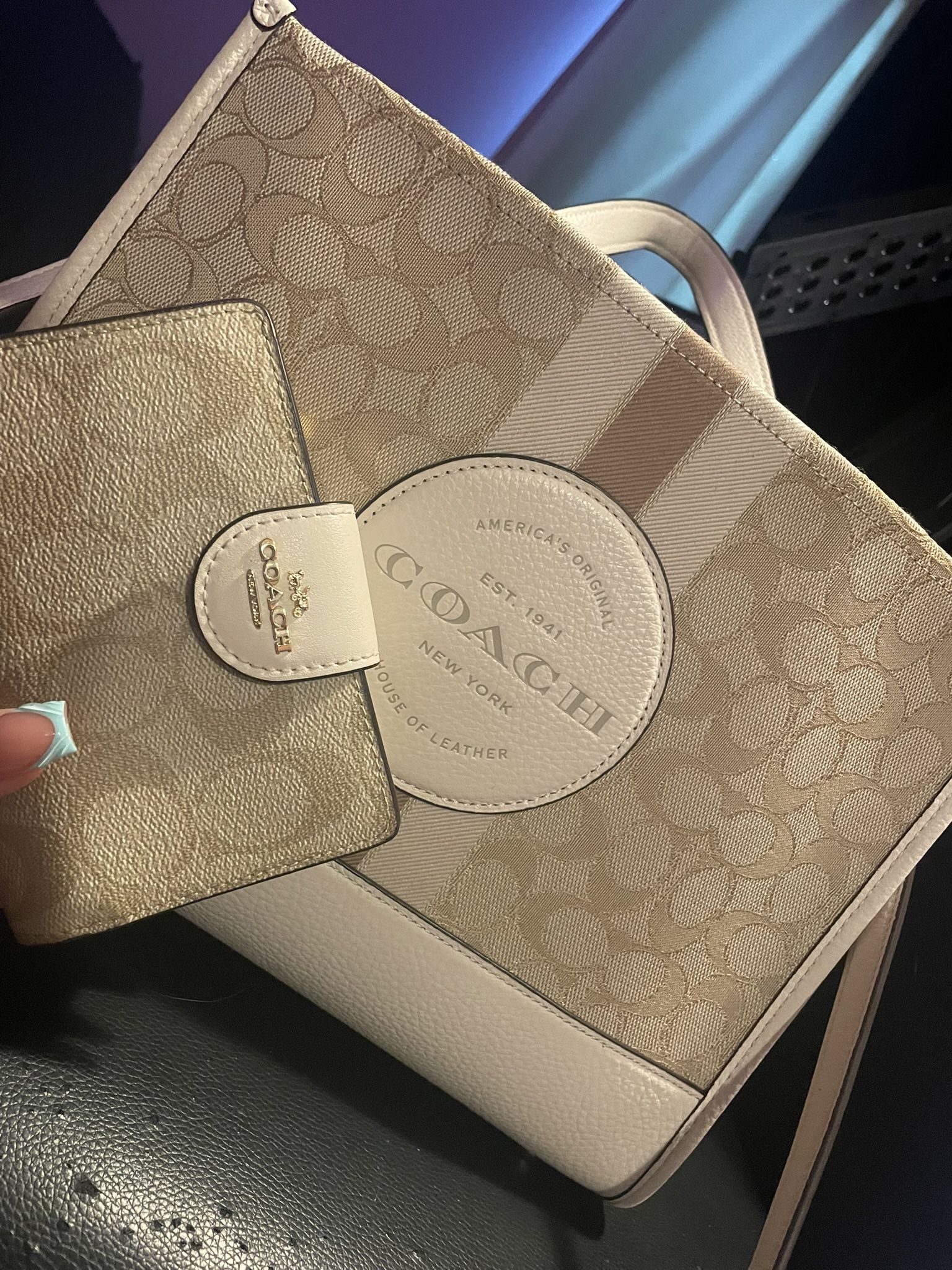 coach dempsey tote 22 with matching wallet