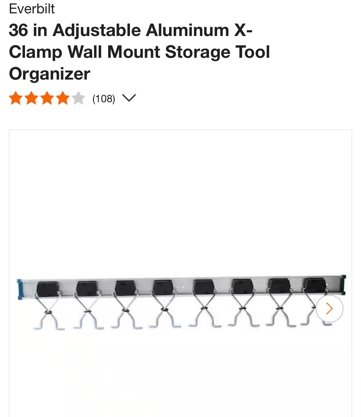 (2) Everbilt 36 in Adjustable Aluminum X-Clamp Wall Mount Storage Tool Organizer