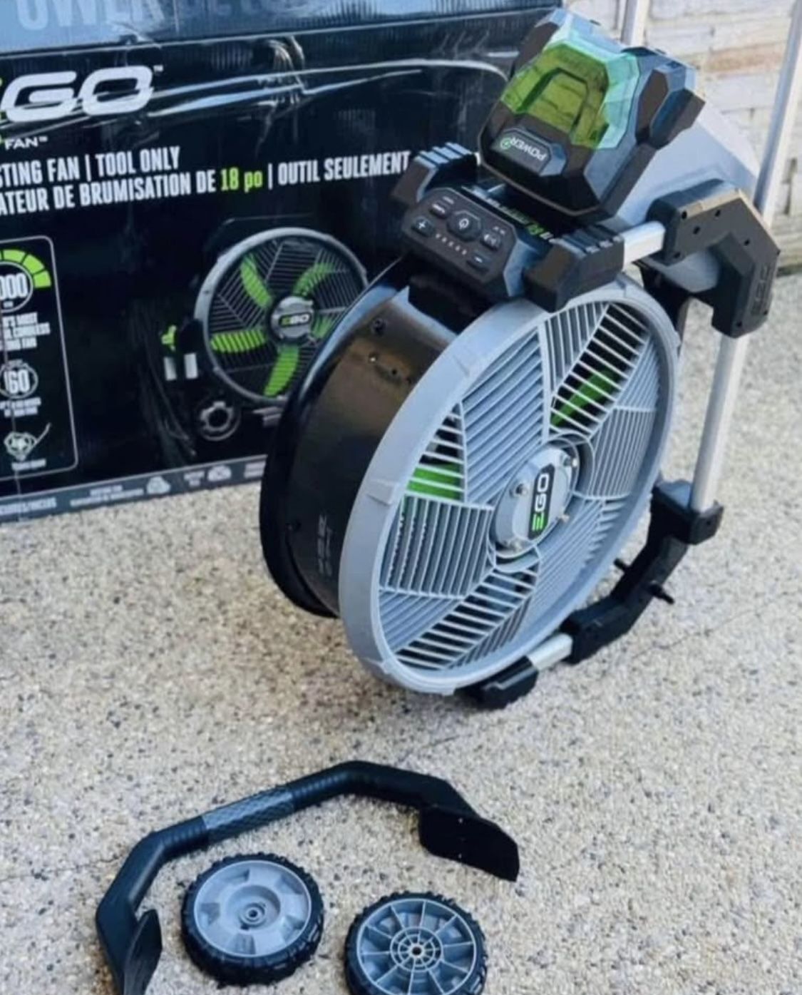 EGO 18-in 56-Volt 5-Speed High Velocity Indoor/Outdoor Grey Misting Floor Fan Tool only