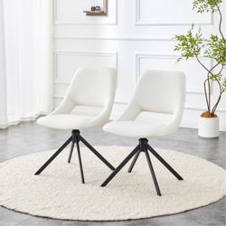 Brand New ASSEMBLED White Swivel Modern Accent Chairs (Set of 2)