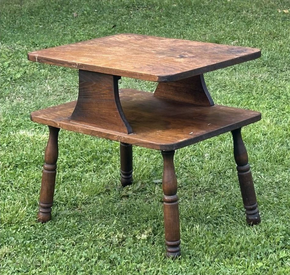 Antique Solid Wood Mid Century Step Side End Accent Table DIY Project