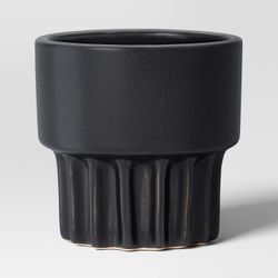 Geared Ceramic Indoor Outdoor Planter Pot Charcoal 5.94"x5.94" - Threshold™