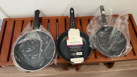 3 Non-Stick Frying Pans - (New) - $15