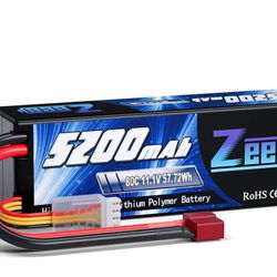 Zeee 3S Lipo Battery 5200mAh 11.1V 80C RC Battery Hard Case with Deans Connector for RC Car Boat Truck Helicopter Airplane Racing Models