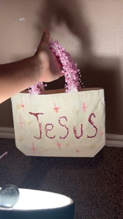 Pink homemade Jesus bag