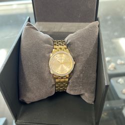 Gold Bulova Watch With Crystals 
