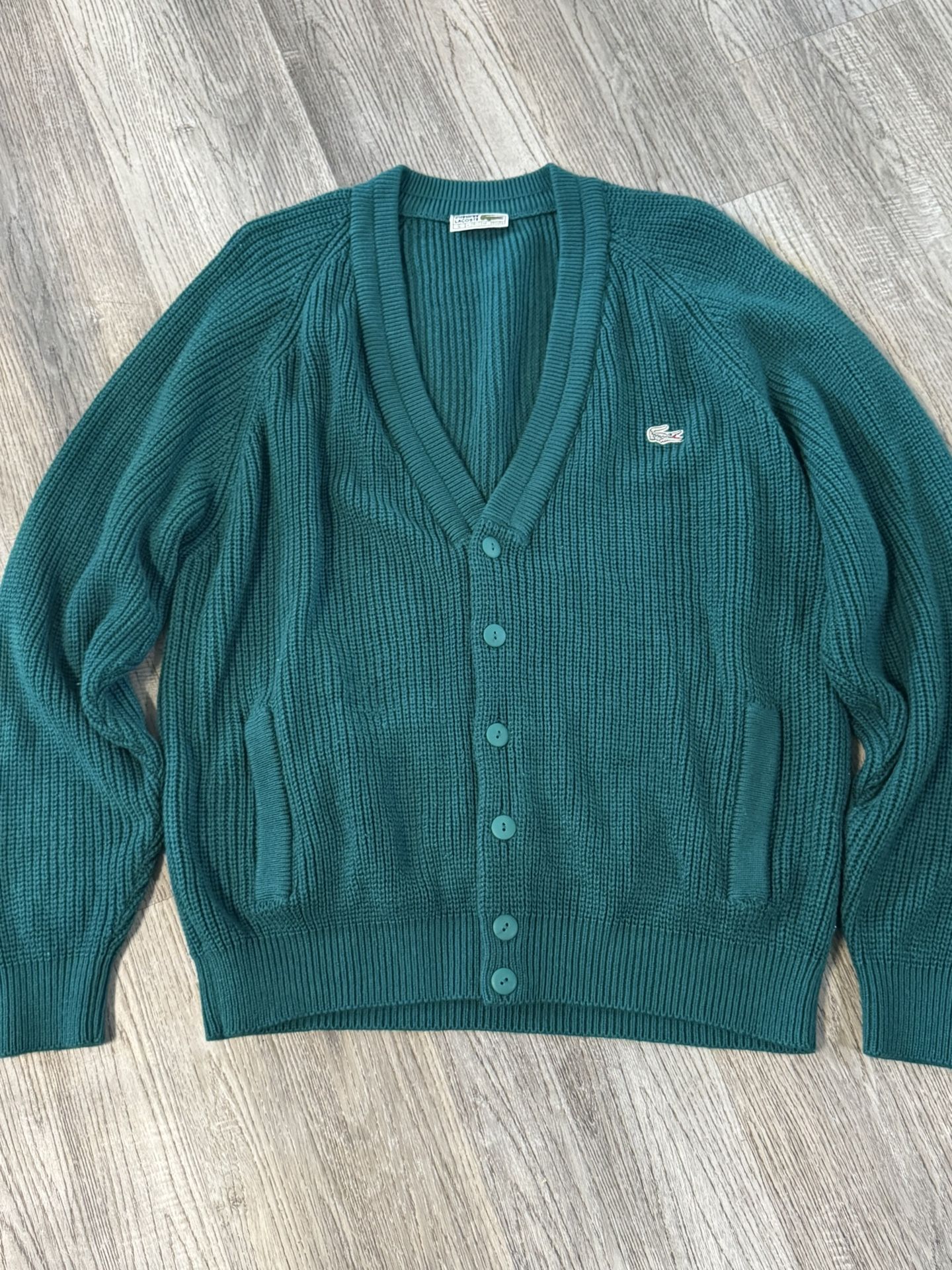 Vintage Lacoste Chemise Cardigan Size L Green Rare Men