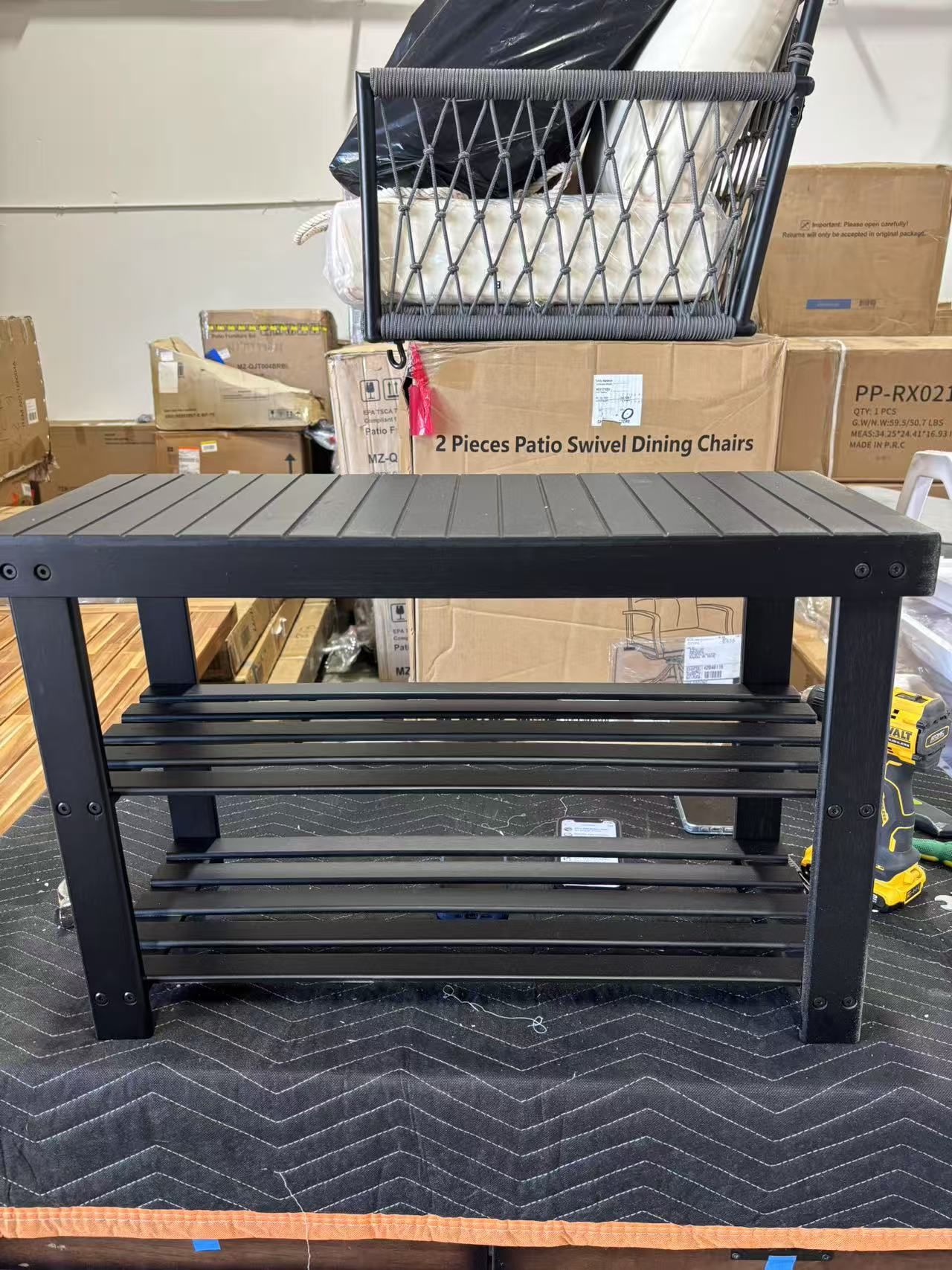 NEW ASSEMBLED Bamboo Shoe Rack, 3-Tier Shoe Rack Bench for Front Door Entrance, Shoe Organizer