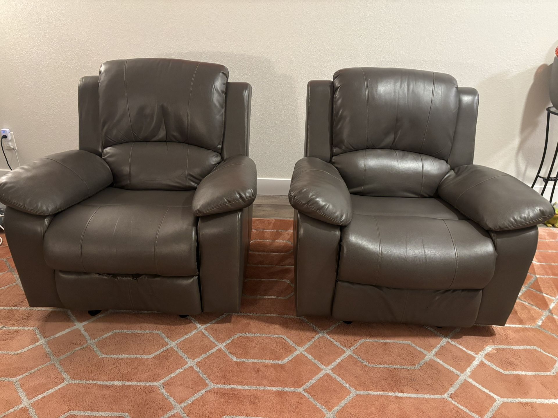 Matching Faux Leather Rocker Recliners