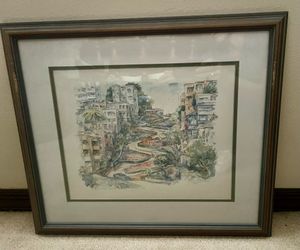 Framed lithograph of Lombard Street