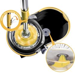 Brand new MASTERTOP Spin Mop Bucket with Wringer Set, Floor Mop with 2 Wheels, Stainless Steel Adjustable Handle, 5 Microfiber Washable Mop Refills, 1