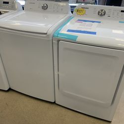 New Scratch And Dent Samsung Top Load Washer And Electric Dryer Set 6 Months Warranty 