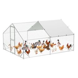 Large Metal Chicken Coop, Chicken Coop Run with Cover, Large Chicken Run , Chicken Pen fo r Outdoor Farm Yard (13.1'L x 9.8'W x 6.6'H)