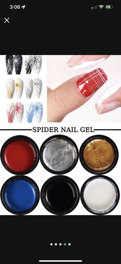 Spider Nail Gel Black White Red Blue Silver And Gold 