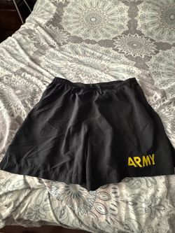 US Army Black Athletic Shorts with Yellow Logo
