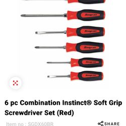 Snap-On 6 Pc  Combination Instinct Soft Grip Screwdriver Set