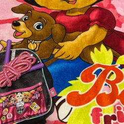 Toddler blanket, jump rope and backpack