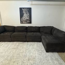 Gray 5-Seater Modular Sectional Sofa