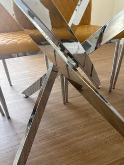 Glass Top Dining Table with Chrome Base