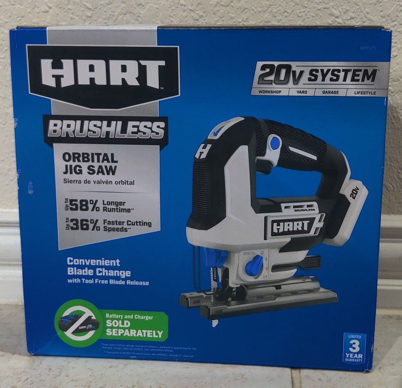 Hart 20Volts TOOL ONLY Brushless Orbital Jig Saw - New