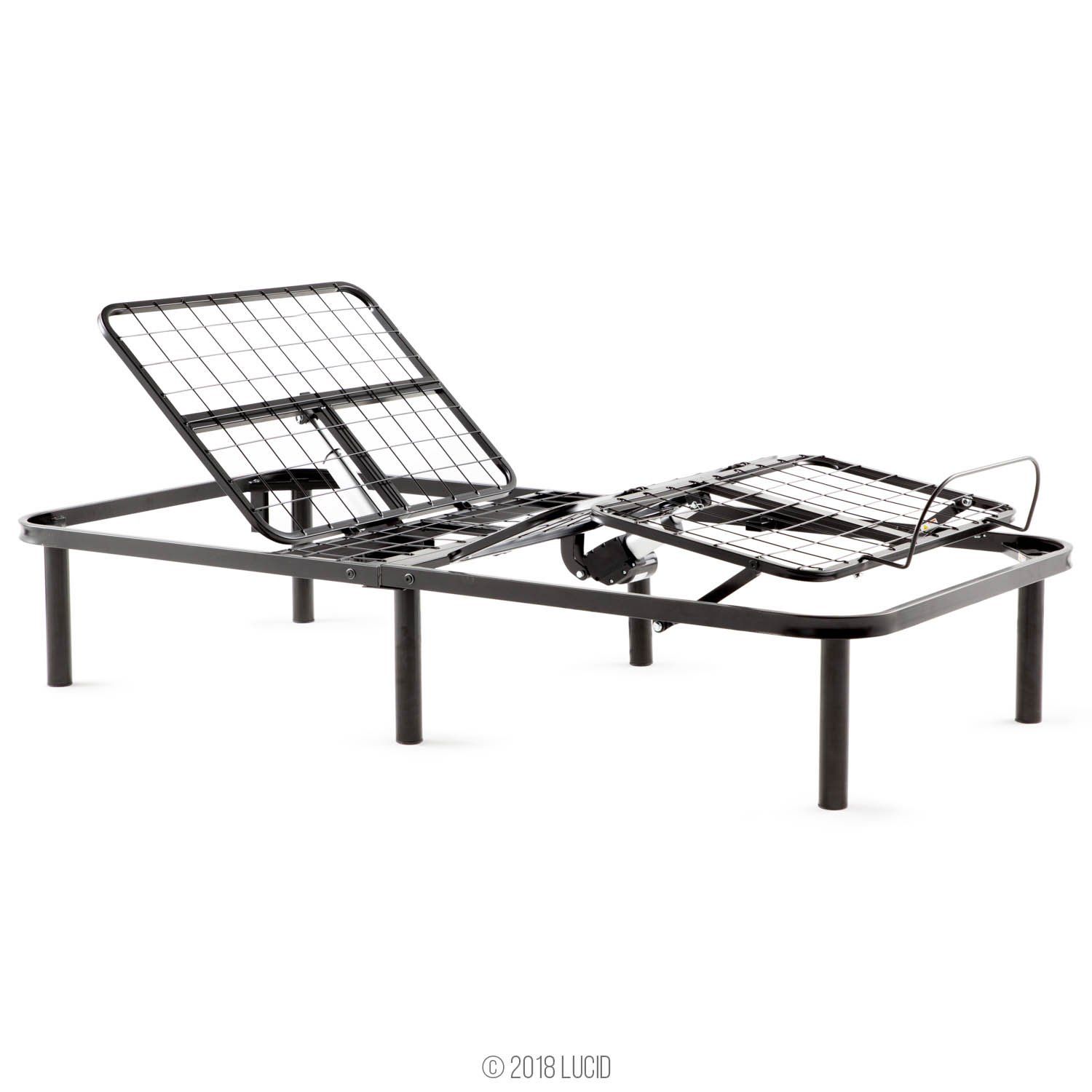 LUCID L100 Adjustable Bed Base Steel Frame - 5 Minute Assembly - Head and Foot Incline - Wired Remote Control - Twin XL