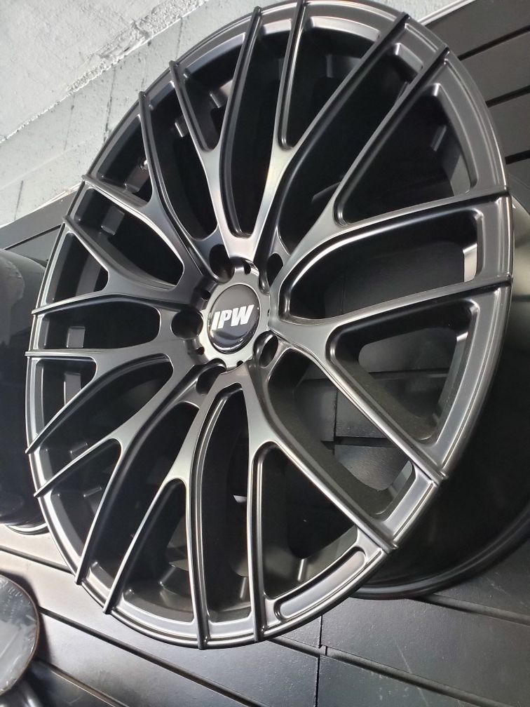 19" stagger satin black mesh wheels fit 5x120 BMW Cadillac CTS 330 325 328 rim wheel tire shop