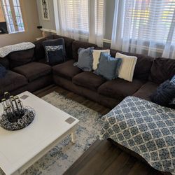 Beautiful XL  Brown L- Shaped Couch