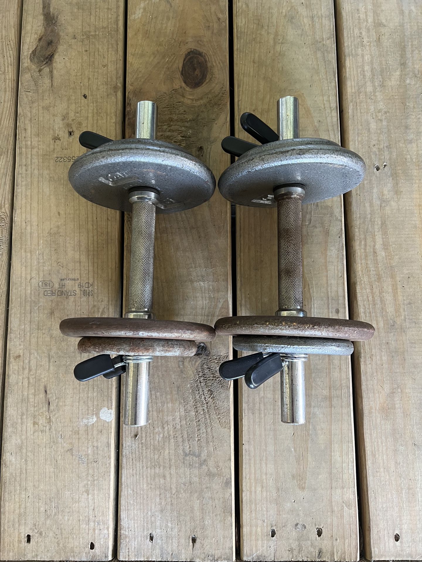 Cap Barbell 1" weight plates & solid dumbbells $40