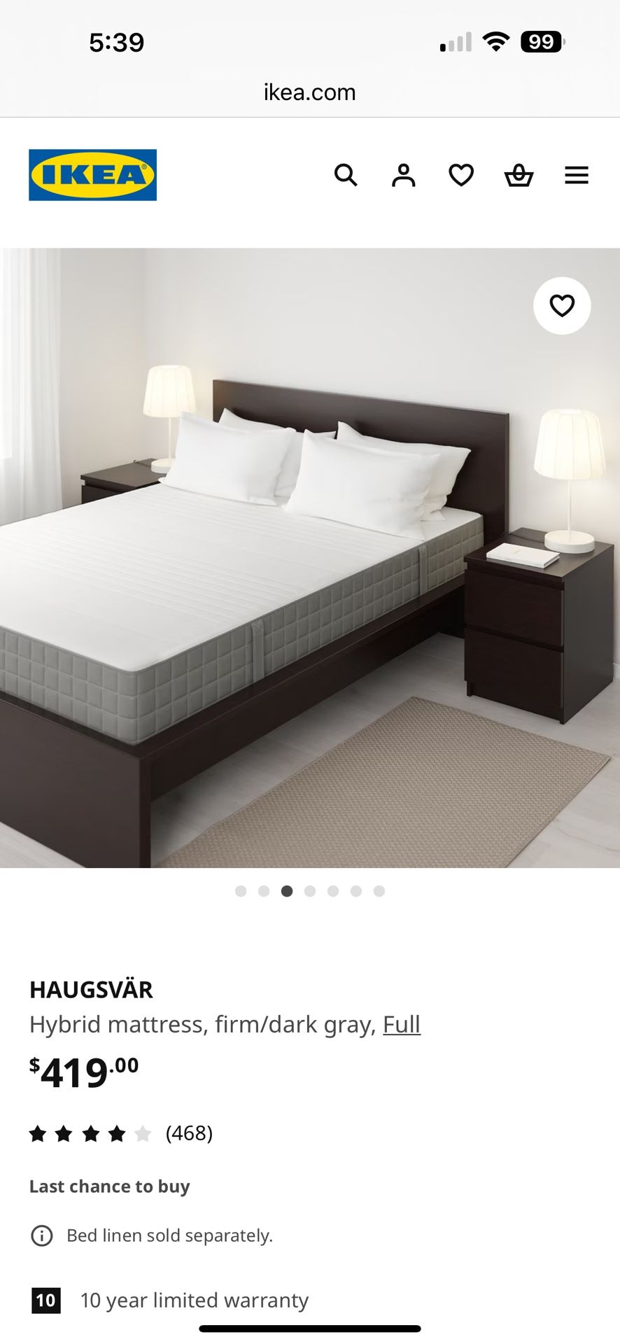 Used IKEA Haugsvar Full Sized Mattress