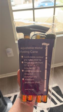 Adjustable metal folding cane