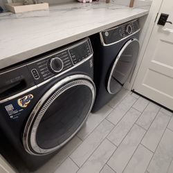 GE Sapphire Blue Smart Washer + Dryer — Practically New