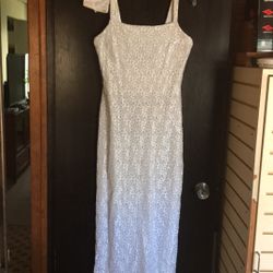 Long Formal Dress-White Shimmer Size 5, Fits 5-8