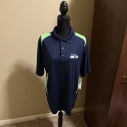 NWT Navy & Green Seattle Seahawks Men's Polo Shirt