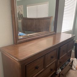 Nice Walnut Dresser W/ Mirror