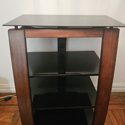 Modern Wood & Glass Media Stand / Side Table