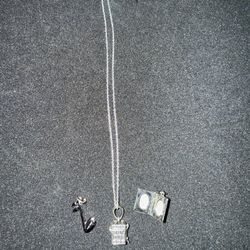 Silver .925 Necklace With All .925 Prayer Box Bible That Opens And Musical Note